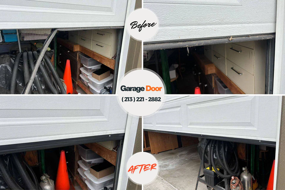 Before and after: garage door repair Lac du Flambeau, WI